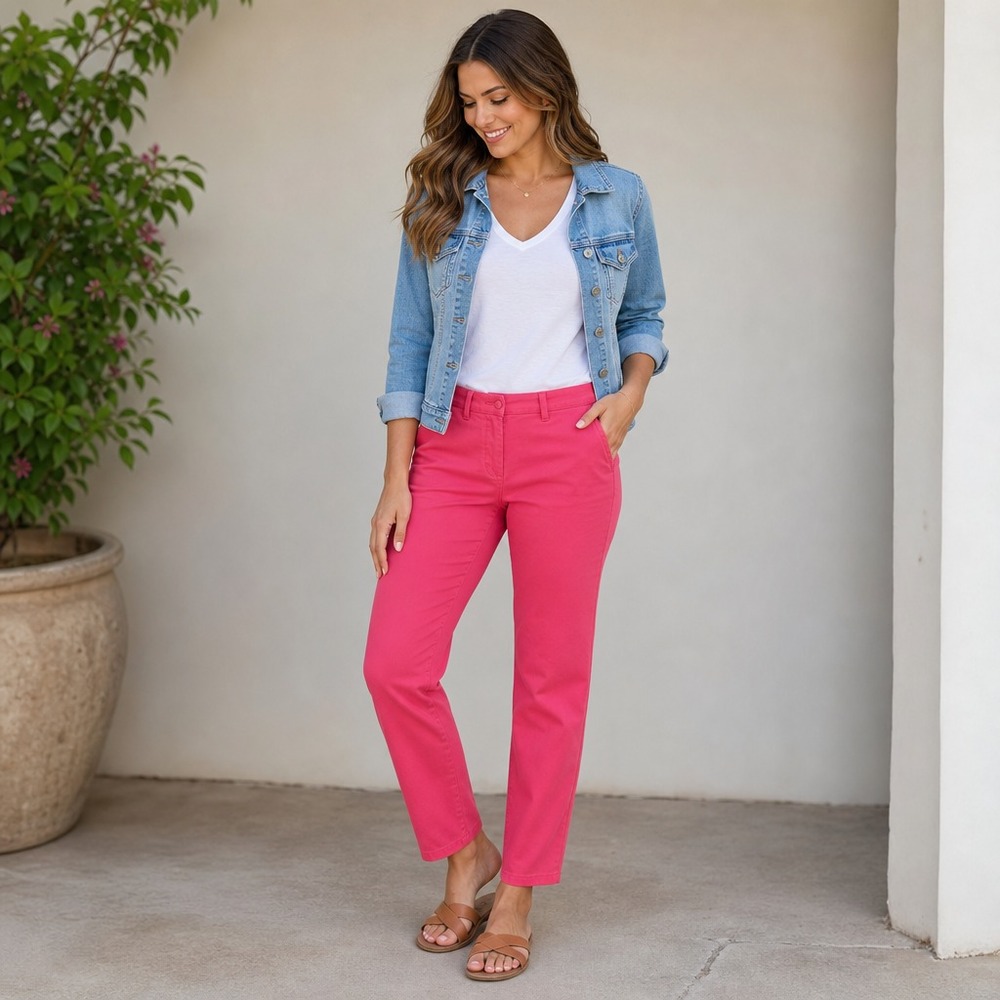 Loft Plus Bright Pink Pants Size 14 Plus Straight Leg Short